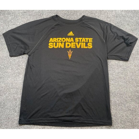 Adidas Arizona State Sun Devils Climalite T-Shirt Mens M Black & Gold Football - Picture 1 of 5